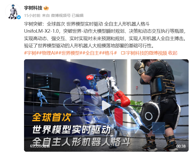世界模型实时驱动，宇树科技首次实现全自主人形机器人格斗