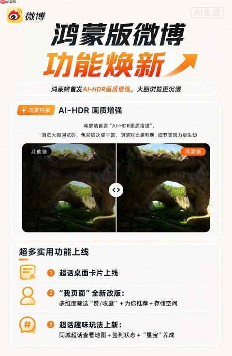 微博于鸿蒙端首发支持AI-HDR画质增强，看大图更有“大片感“！