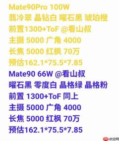 华为Mate 90系列五大机型配置预测:全系红枫影像