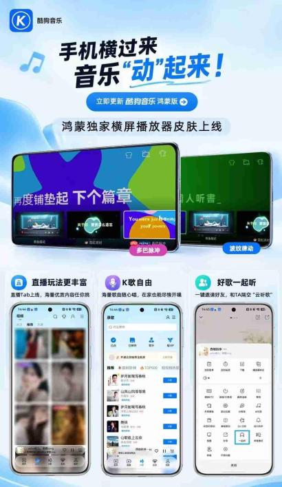 手机横过来，音乐“动”起来！鸿蒙版酷狗音乐把听歌玩出新花样