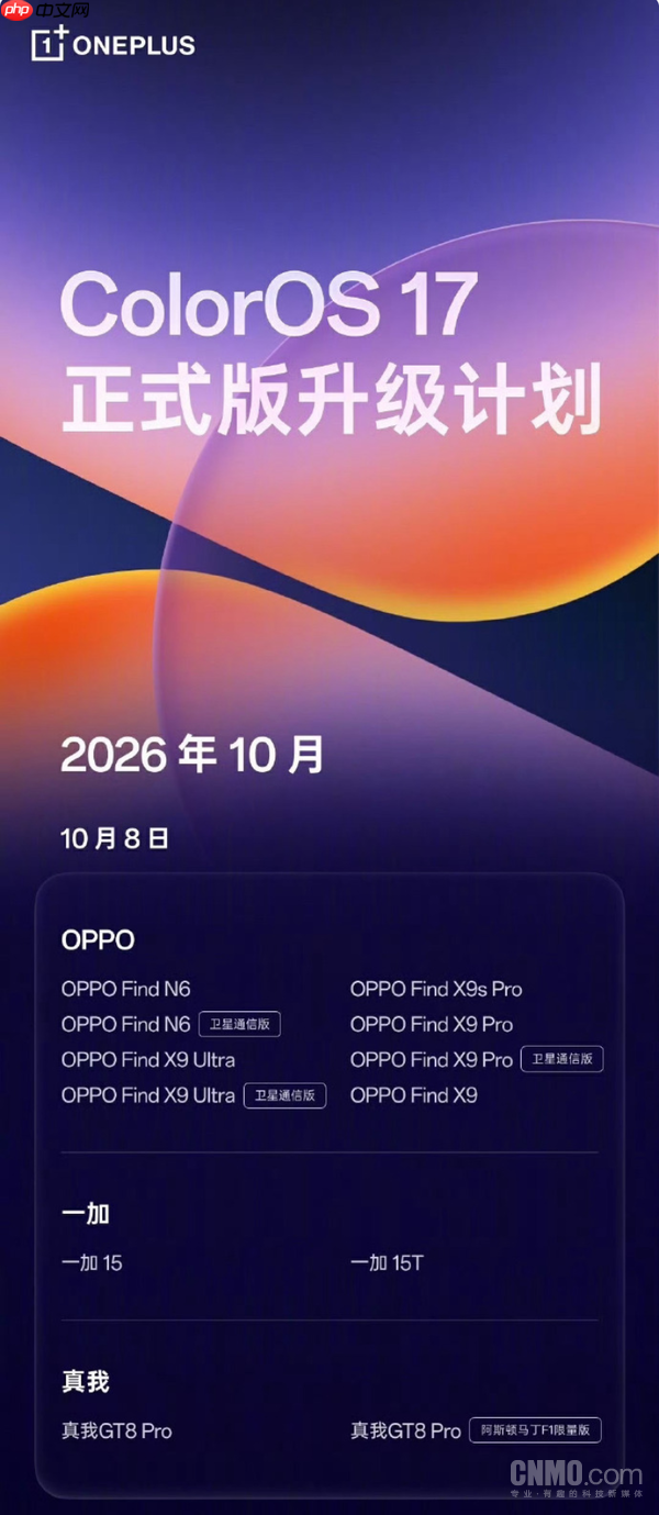 ColorOS17正式版升级计划开启 超130款机型将获更新