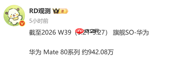 华为Mate 80系列累计销量逼近950万台 冲刺千万大关