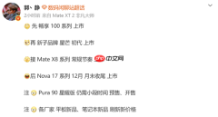 华为多款新机发布计划曝光 涉畅享100与Mate X8等