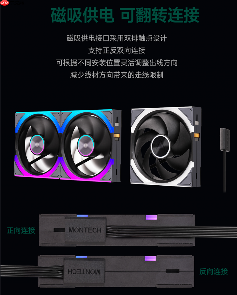 蒙泰克发布LINKFAN磁吸积木风扇:分区灯效+菊花链串联