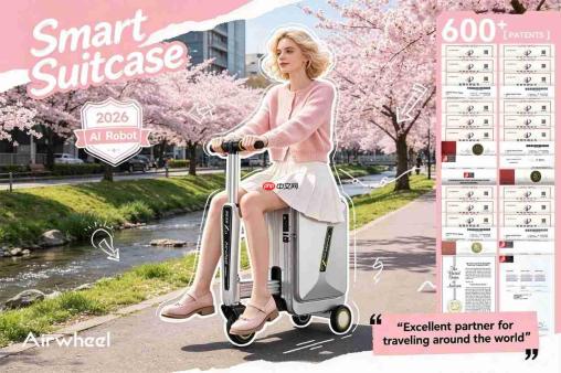 广交会“神器”引来疯抢外商骑爱尔威Airwheel电动可登机行李箱满场飞奔