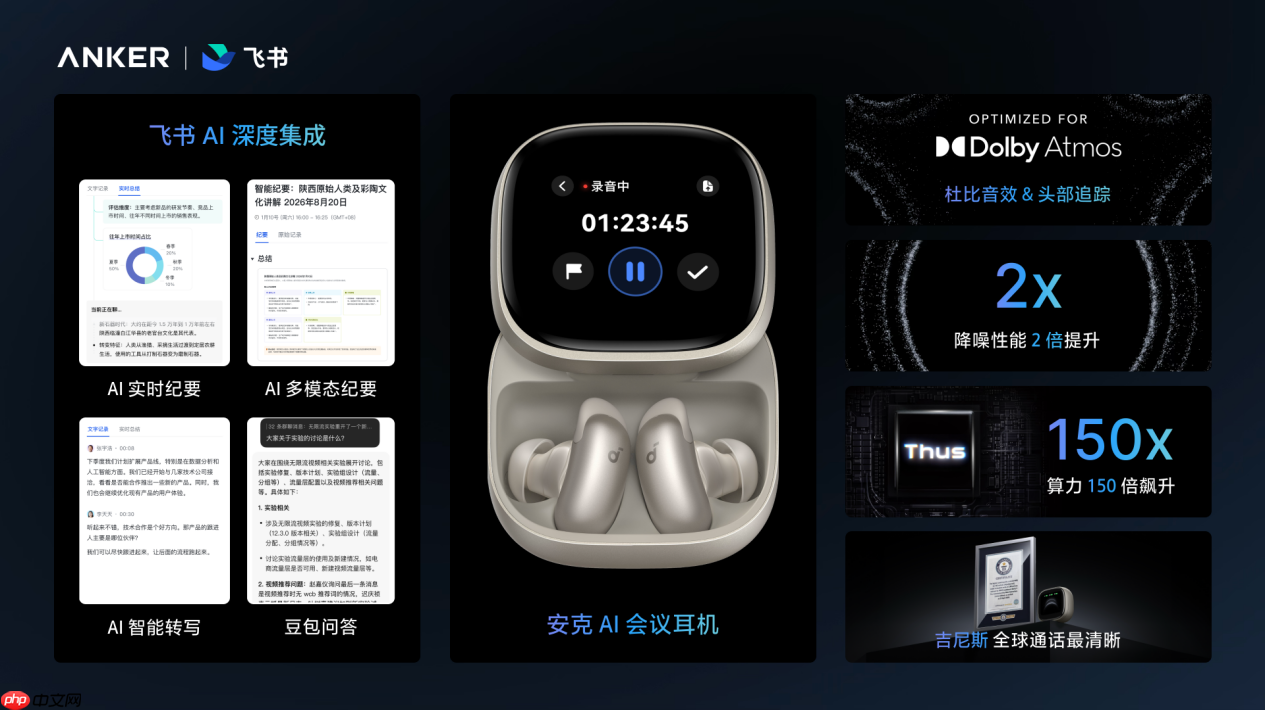 安克联合飞书推出AI会议耳机:Thus™AI 心片驱动,重构办公新体验