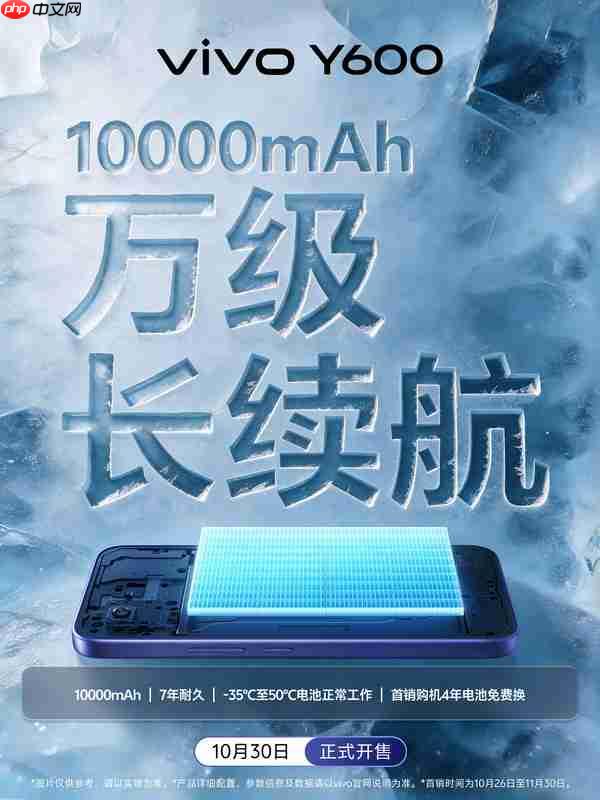 vivo Y600即将开售:10000mAh电池+军标抗摔架构