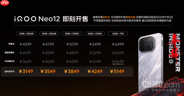 4399元起!iQOO Neo12正式发布 配9000mAh大电池