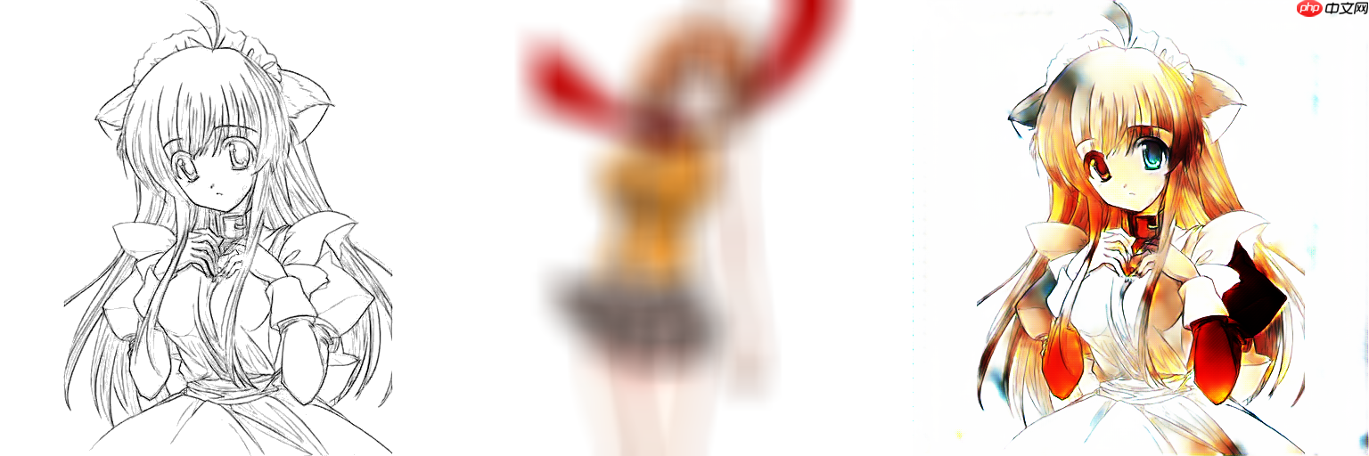 线稿上色V3（比V2差别在于这个参考图的处理方式)，并且更好用哦 - php中文网