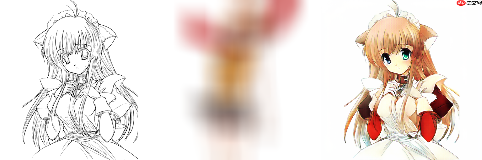 线稿上色V3（比V2差别在于这个参考图的处理方式)，并且更好用哦 - php中文网