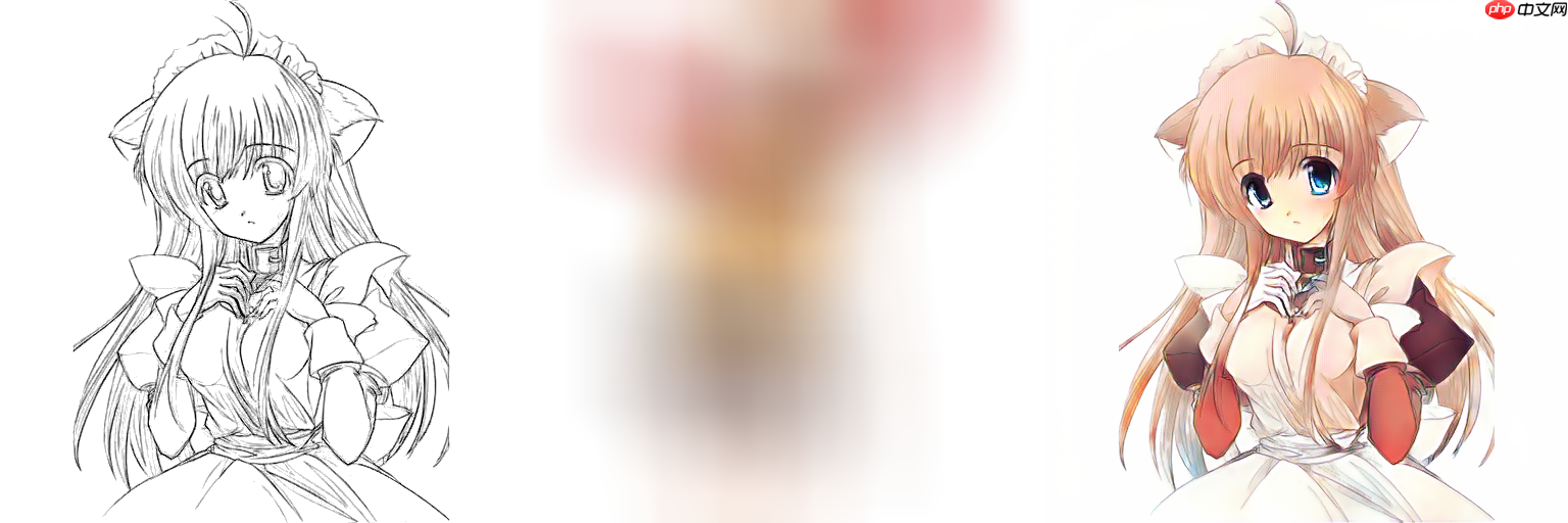 线稿上色V3（比V2差别在于这个参考图的处理方式)，并且更好用哦 - php中文网