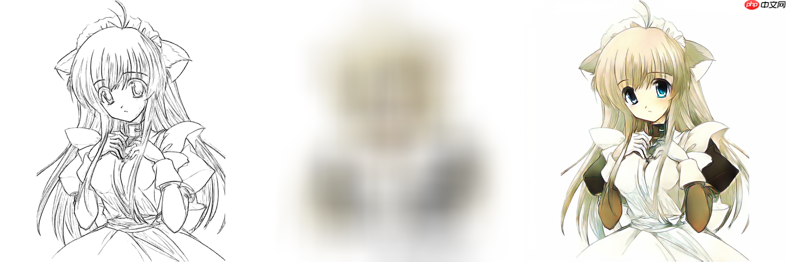 线稿上色V3（比V2差别在于这个参考图的处理方式)，并且更好用哦 - php中文网