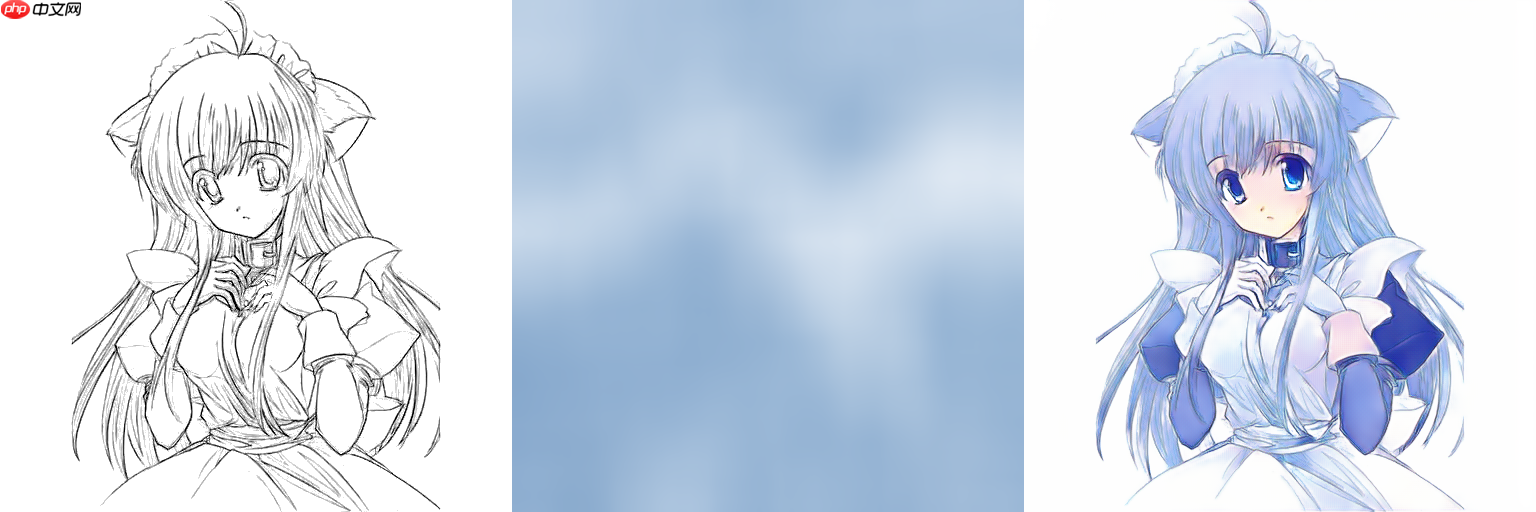 线稿上色V3（比V2差别在于这个参考图的处理方式)，并且更好用哦 - php中文网