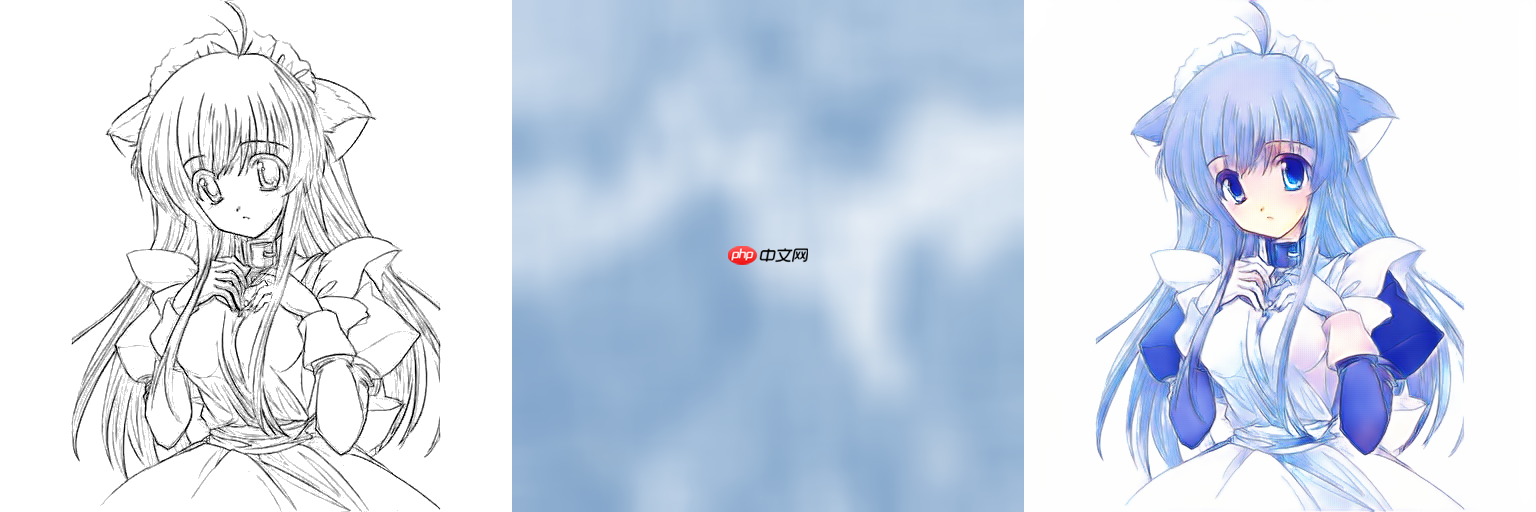 线稿上色V3（比V2差别在于这个参考图的处理方式)，并且更好用哦 - php中文网