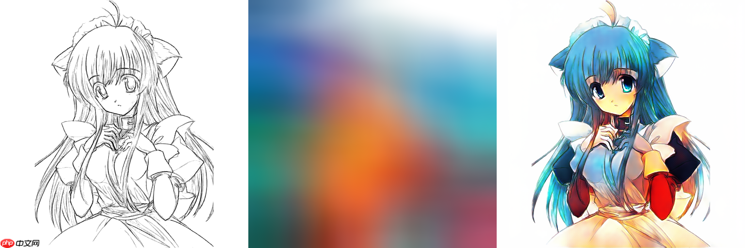 线稿上色V3（比V2差别在于这个参考图的处理方式)，并且更好用哦 - php中文网