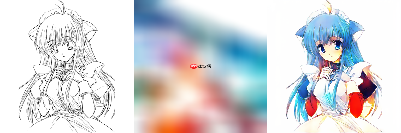 线稿上色V3（比V2差别在于这个参考图的处理方式)，并且更好用哦 - php中文网