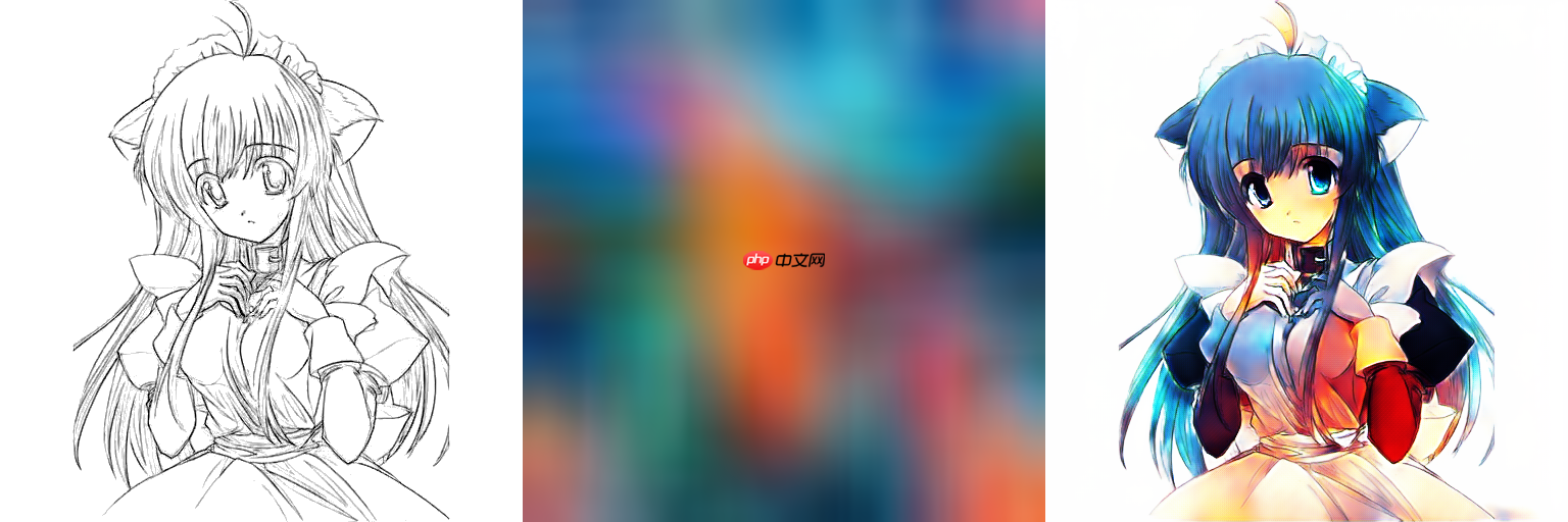 线稿上色V3（比V2差别在于这个参考图的处理方式)，并且更好用哦 - php中文网