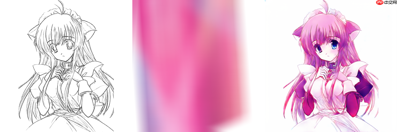 线稿上色V3（比V2差别在于这个参考图的处理方式)，并且更好用哦 - php中文网