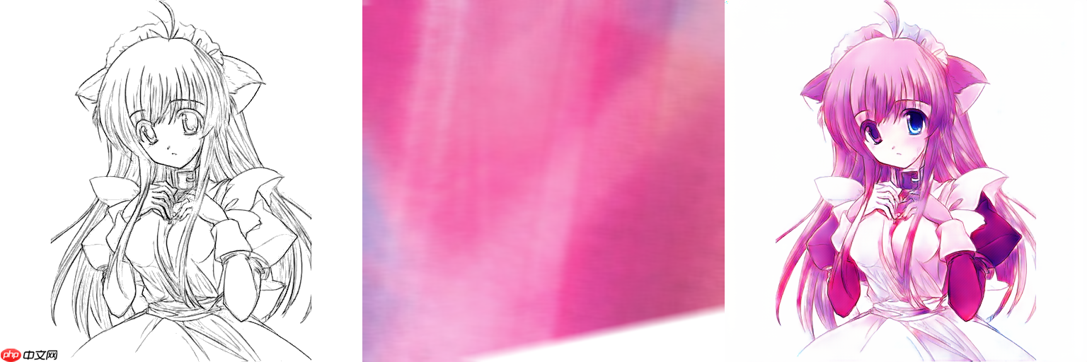 线稿上色V3（比V2差别在于这个参考图的处理方式)，并且更好用哦 - php中文网