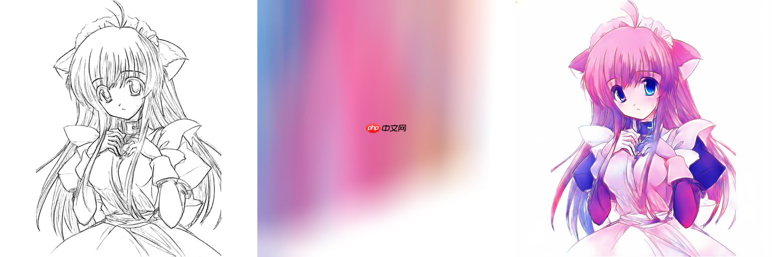 线稿上色V3（比V2差别在于这个参考图的处理方式)，并且更好用哦 - php中文网