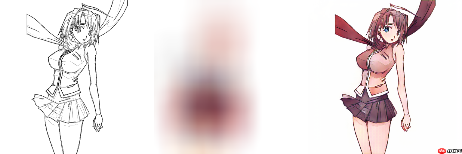 线稿上色V3（比V2差别在于这个参考图的处理方式)，并且更好用哦 - php中文网