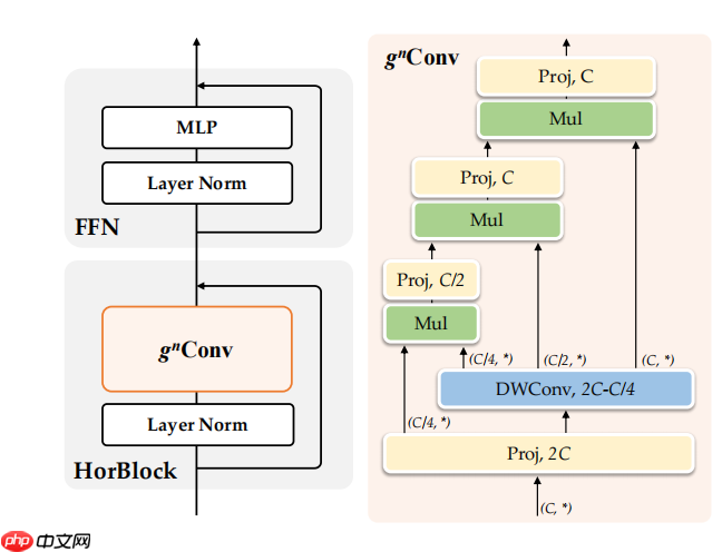 HorNet: 高效的空间交互模块 - php中文网
