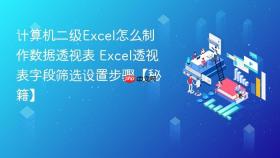 计算机二级Excel怎么制作数据透视表 Excel透视表字段筛选设置步骤【秘籍】