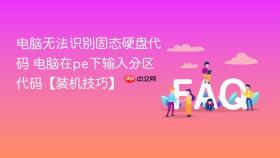 电脑无法识别固态硬盘代码 电脑在pe下输入分区代码【装机技巧】