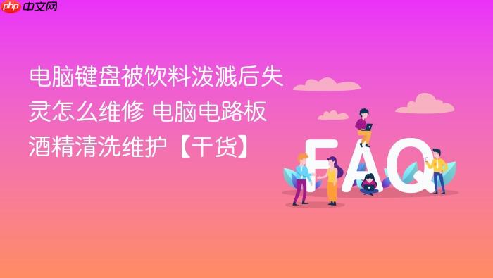 电脑键盘被饮料泼溅后失灵怎么维修 电脑电路板酒精清洗维护【干货】
