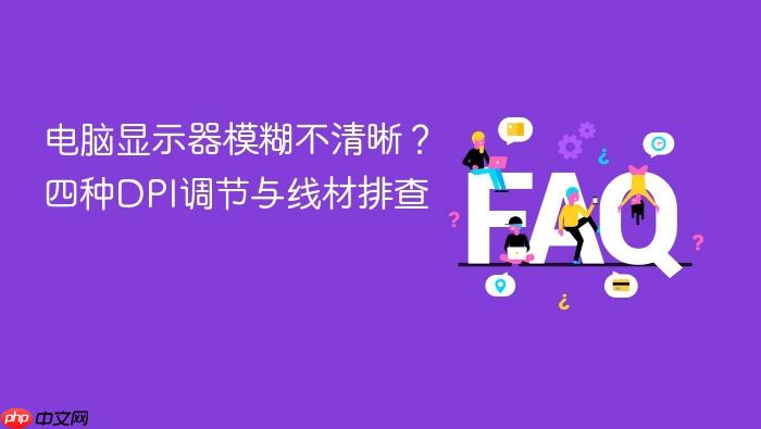 电脑显示器模糊不清晰?四种dpi调节与线材排查