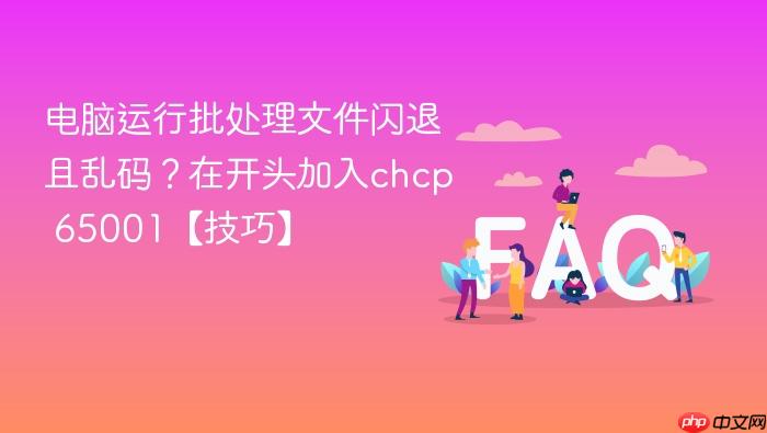 电脑运行批处理文件闪退且乱码？在开头加入chcp 65001【技巧】