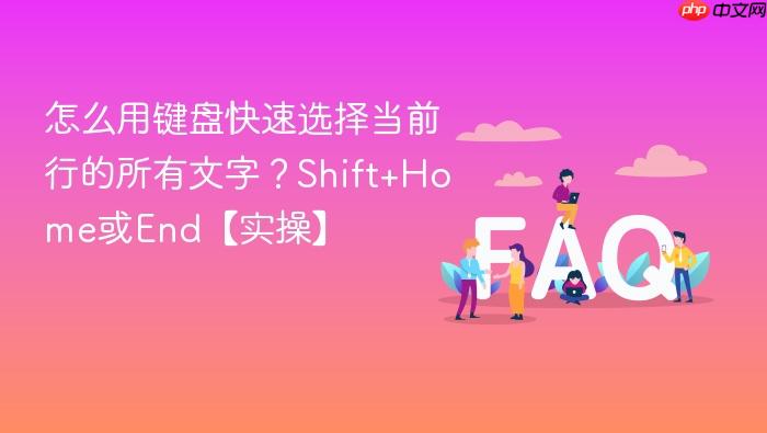怎么用键盘快速选择当前行的所有文字？shift+home或end【实操】