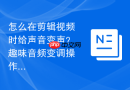 怎么在剪辑视频时给声音变声？趣味音频变调操作教程