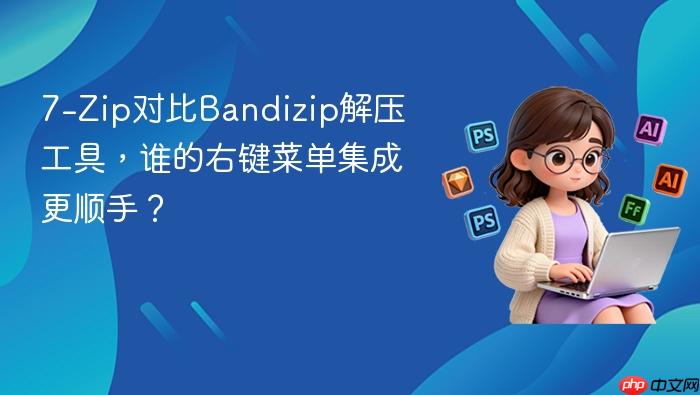 7-zip对比bandizip解压工具,谁的右键菜单集成更顺手?