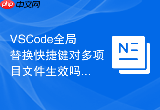 vscode全局替换快捷键对多项目文件生效吗