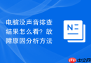 电脑没声音排查结果怎么看？故障原因分析方法