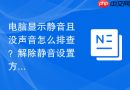 电脑显示静音且没声音怎么排查?解除静音设置方法