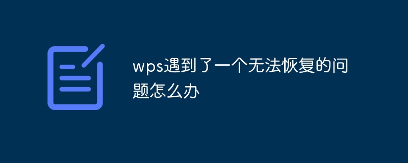 wps에 복구할 수 없는 문제가 발생하면 어떻게 해야 합니까?