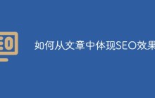 如何在文章中体现SEO效果