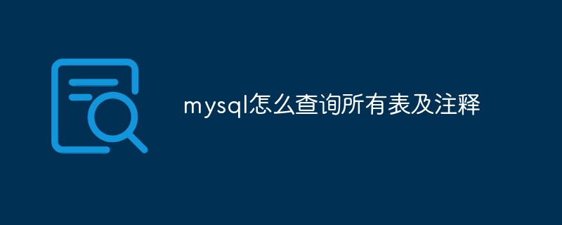 mysql의 모든 테이블과 주석을 쿼리하는 방법