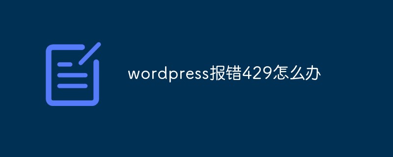 WordPress에서 오류 429가 보고되면 어떻게 해야 할까요?