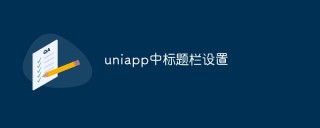 uniapp中标题栏怎么设置