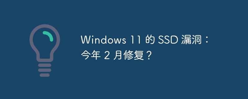Windows 11 的 SSD 漏洞：今年 2 月修复？
