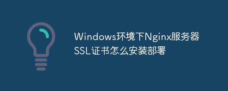 So installieren und stellen Sie das Nginx-Server-SSL-Zertifikat in einer Windows-Umgebung bereit