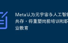 Meta认为元宇宙与人工智能共存，将重塑岗前培训和职业教育