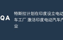 特斯拉计划在印度设立电动汽车工厂 激活印度电动汽车产业
