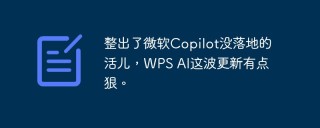 整出了微软Copilot没落地的活儿，WPS AI这波更新有点狠。