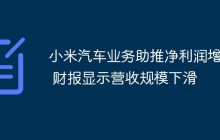 小米汽车业务助推净利润增长 财报显示营收规模下滑