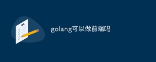 golang可以做前端吗