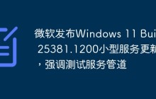 微软发布Windows 11 Build 25381.1200小型服务更新，强调测试服务管道